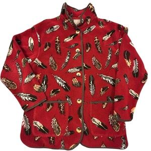 Tsunami Indigenous Collection Vintage Women's  Feather Fleece Jacket XL Canadian